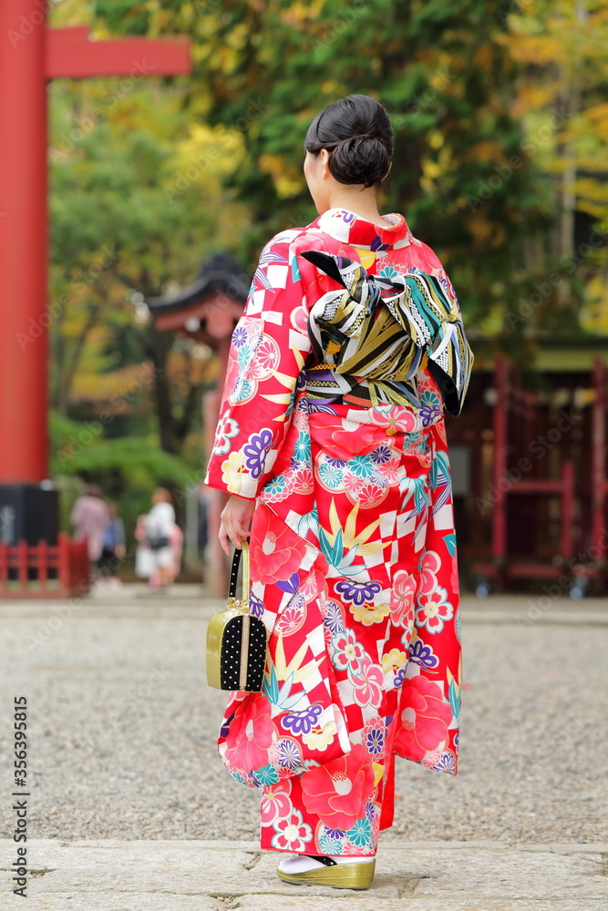 日本の美しい着物の後ろ姿 日本の美しい着物の後ろ姿