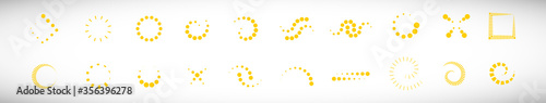 Abstract Dot Circle Icons Set. Halftone Logo Concept. Dotted Circle Isolated - Vector. Creative Icons For Dotted Logo, Tech Icon, Square Element And Logotype. Abstract Circle Dot Technology Logo