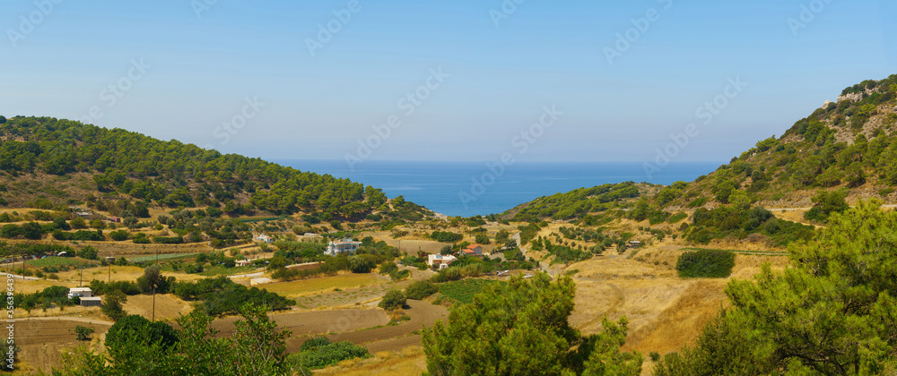 Amazing landscapes on the coast of Aegean Sea. island Rhodes, Greece