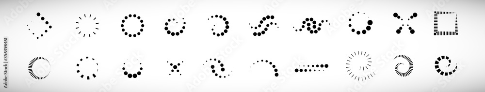 Abstract Dot Circle Icons Set. Halftone Logo Concept. Dotted Circle Isolated - Vector. Creative Icons For Dotted Logo, Tech Icon, Square Element And Logotype. Abstract Circle Dot Technology Logo Abstract Dot Circle Icons Set. Halftone Logo Concept. Dotted Circle Isolated - Vector. Creative Icons For Dotted Logo, Tech Icon, Square Element And Logotype. Abstract Circle Dot Technology Logo