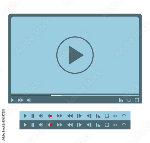 Video Player Interface Template for Web and Mobile Apps. Flat, vector illustration