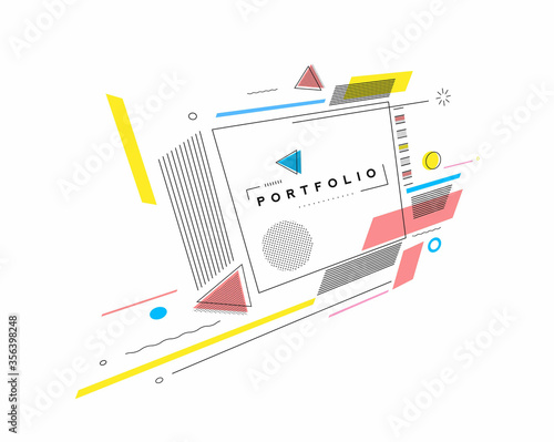Abstract banner with Portfolio Calligraphic line art text poster with space of your text, vector illustration Design.