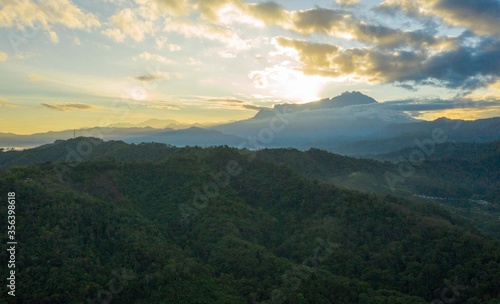 majestic mount kinabalu during sunrise at Borneo