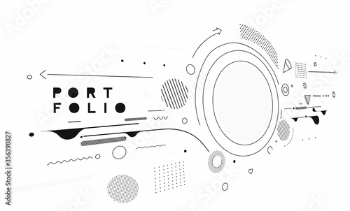 Abstract banner with Portfolio Calligraphic line art text poster with space of your text, vector illustration Design.