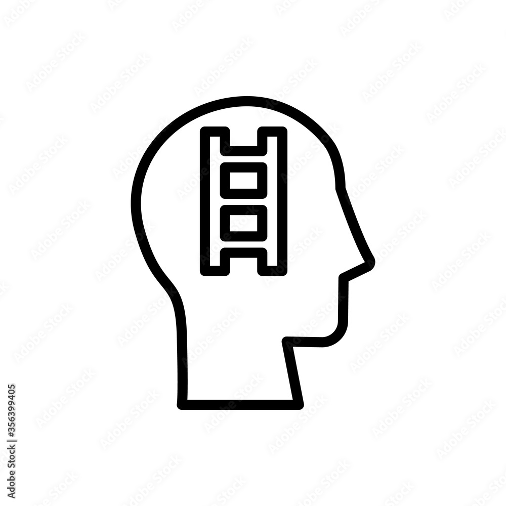 head stairs icon. Simple line, outline vector elements of brain process icons for ui and ux, website or mobile application head stairs icon. Simple line, outline vector elements of brain process icons for ui and ux, website or mobile application