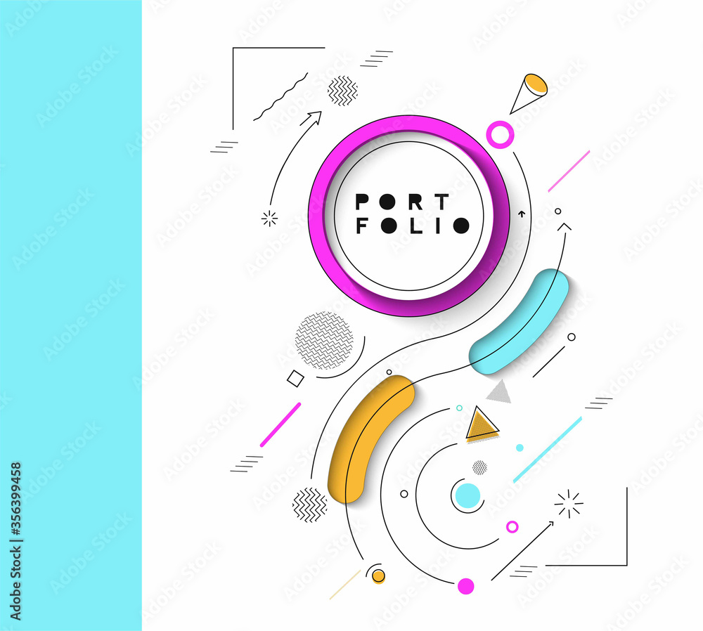 Obraz premium Abstract banner with Portfolio Calligraphic line art text poster with space of your text, vector illustration Design.