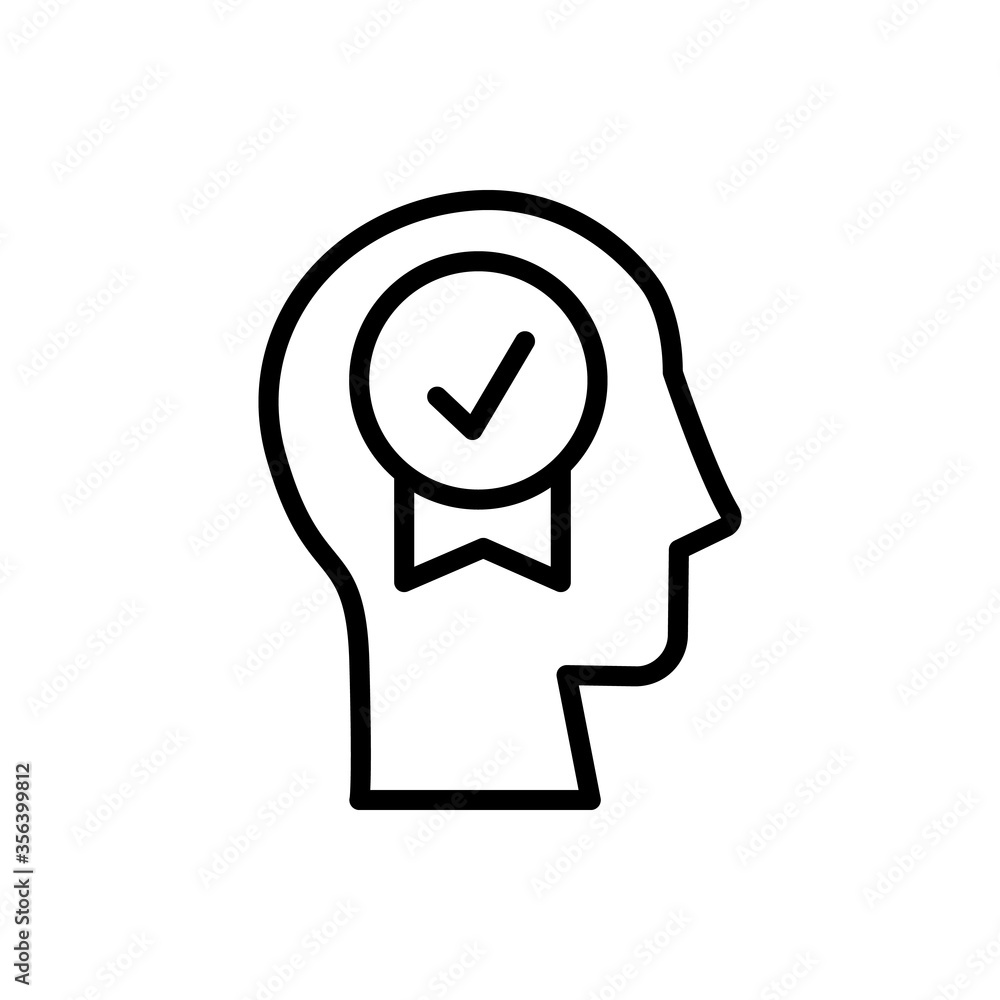 head check mark icon. Simple line, outline vector elements of brain process icons for ui and ux, website or mobile application head check mark icon. Simple line, outline vector elements of brain process icons for ui and ux, website or mobile application