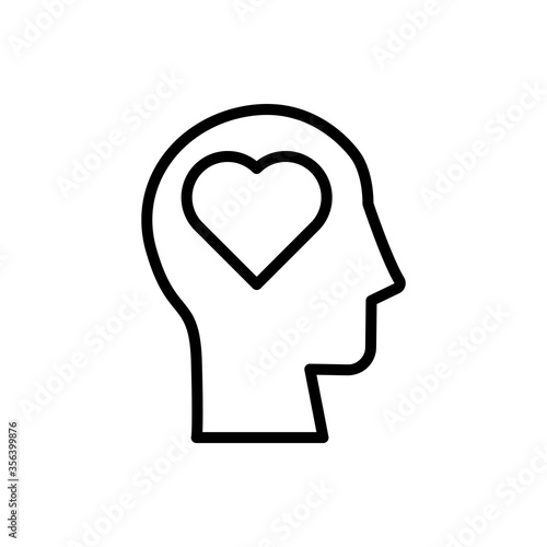 Fototapeta Naklejka Na Ścianę i Meble -  head heart icon. Simple line, outline vector elements of brain process icons for ui and ux, website or mobile application
