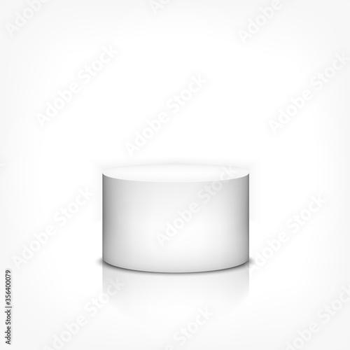 Product stand 3d cylinder on white background with reflection