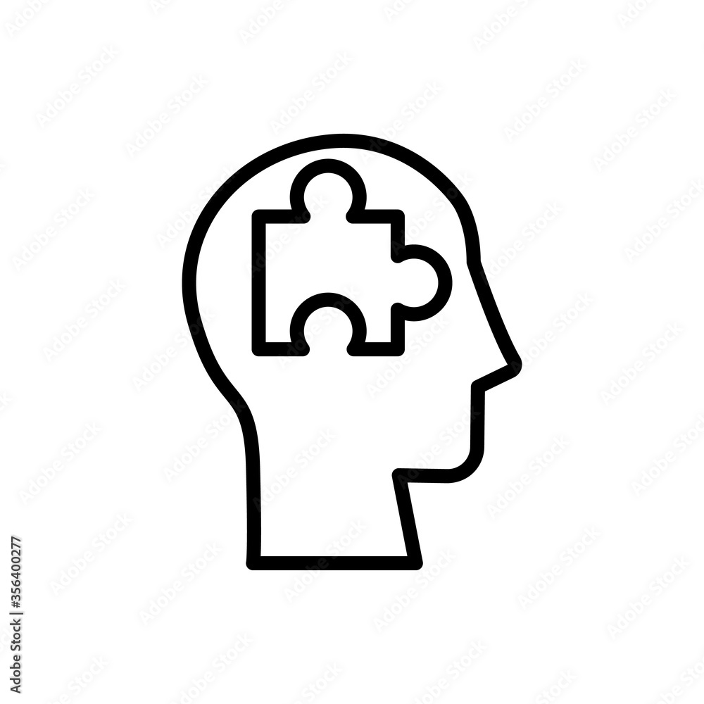 head puzzle icon. Simple line, outline vector elements of brain process icons for ui and ux, website or mobile application head puzzle icon. Simple line, outline vector elements of brain process icons for ui and ux, website or mobile application