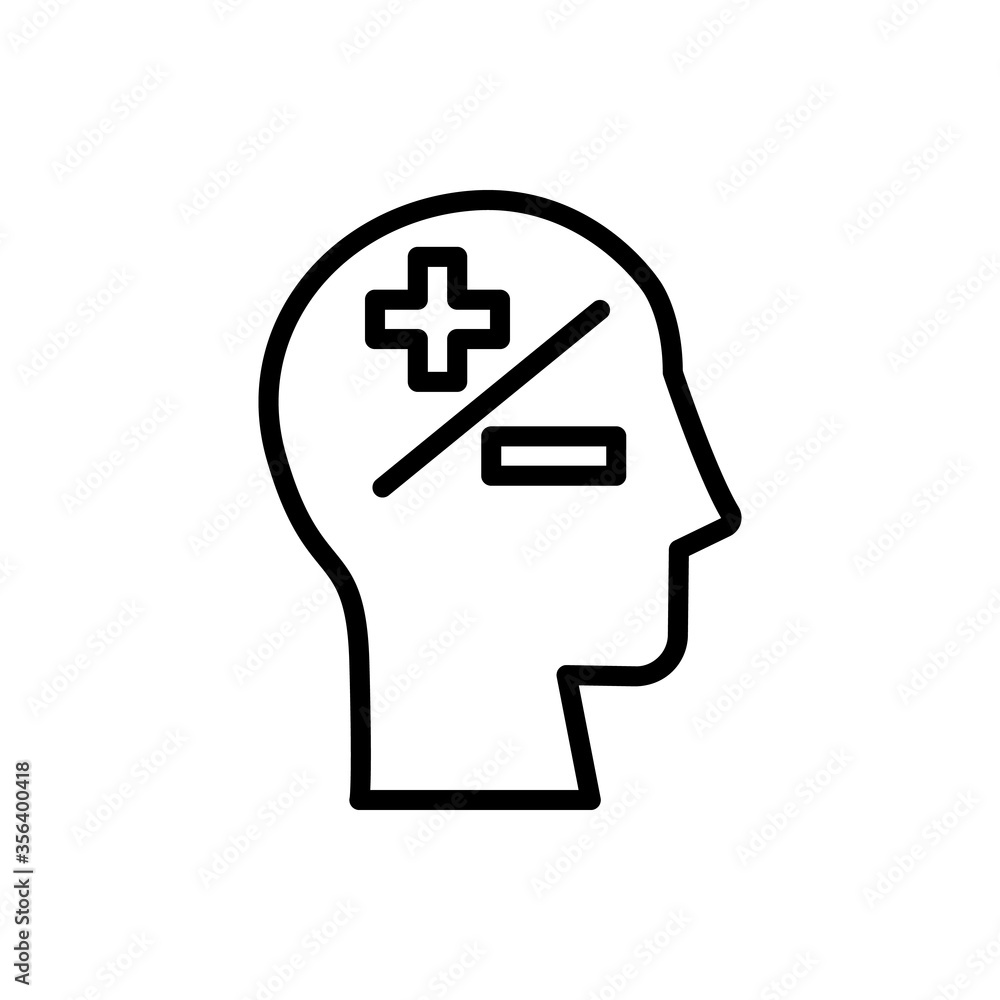 head plus minus icon. Simple line, outline vector elements of brain process icons for ui and ux, website or mobile application head plus minus icon. Simple line, outline vector elements of brain process icons for ui and ux, website or mobile application