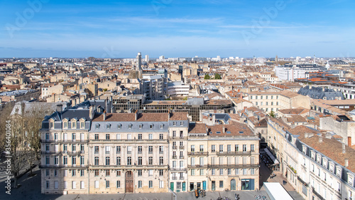 Bordeaux in France, the beautiful Pey Berland place in the center, typical buildings 