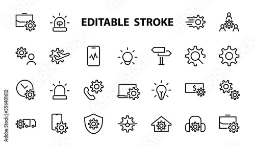 A simple set of settings and options related to Vector Line Icons. Contains icons such as set time, business, phone, and more. Editable Stroke.. 480x480