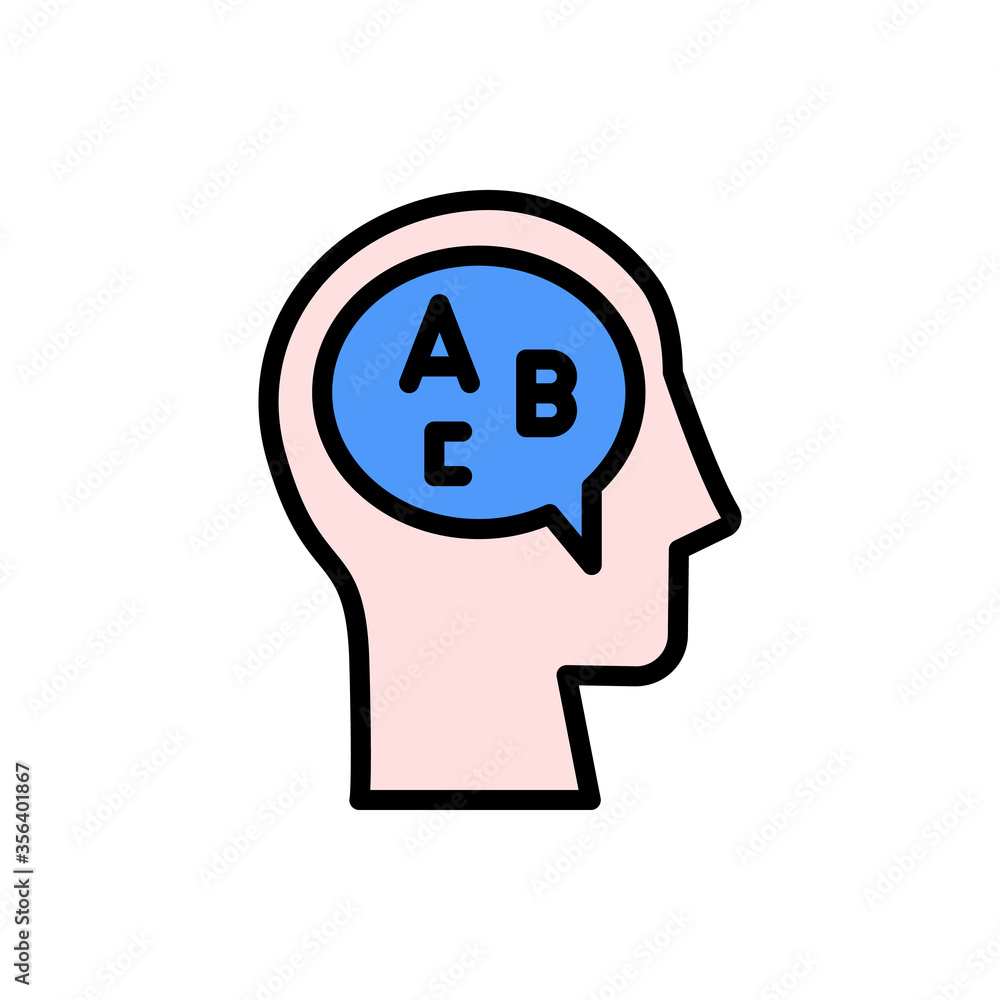head chat letter icon. Simple color with outline vector elements of brain process icons for ui and ux, website or mobile application head chat letter icon. Simple color with outline vector elements of brain process icons for ui and ux, website or mobile application