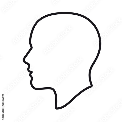 Human head silhouette. Hand drawn line art profile drawing. Simple cartoon illustration isolated on white background. Vector icon. Eps 10.