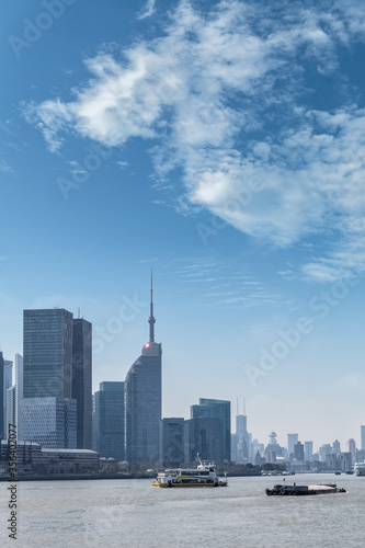 shanghai cityscape in sunny sky