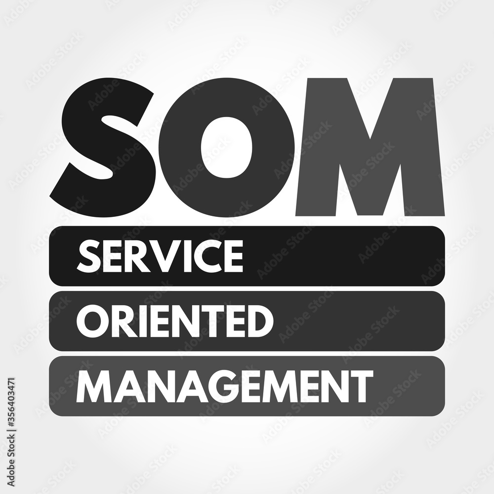 SOM - Service Oriented Management acronym, business concept background
