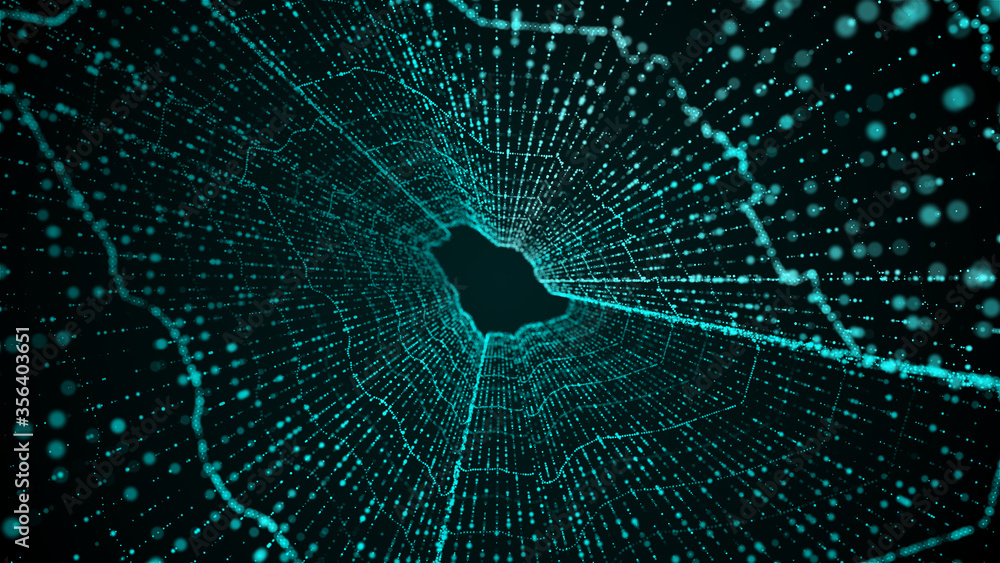 Saudi Arabia Technology Tunnel, data flow, digital map, high tech lines