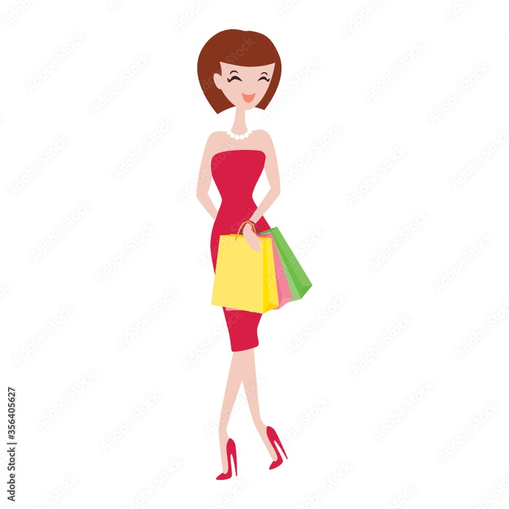 fashionable woman with shopping bags