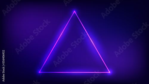 Neon triangle frame with shining effects 
