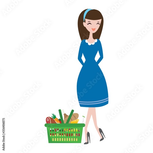 fashionable woman with shopping basket