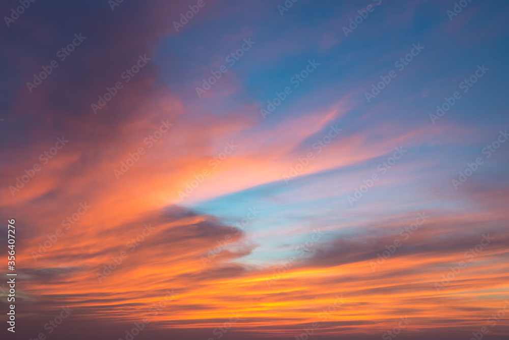 Evening sky, Dramatic colorful sunset
