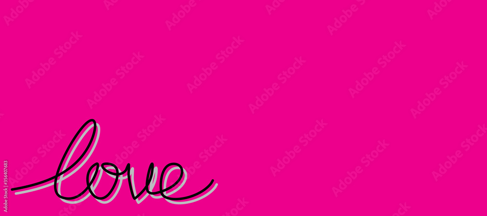 Love. Vector pink background with handwritten notes.