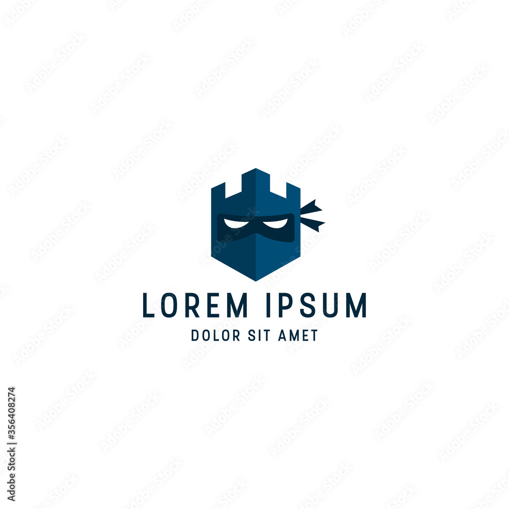 Castle ninja logo icon design template Castle ninja logo icon design template