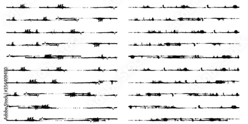 Brush Stroke Collection . Grunge lines . Vector stripes . Distressed Black dividers . set of dirty Textured shape .scratches for your design.