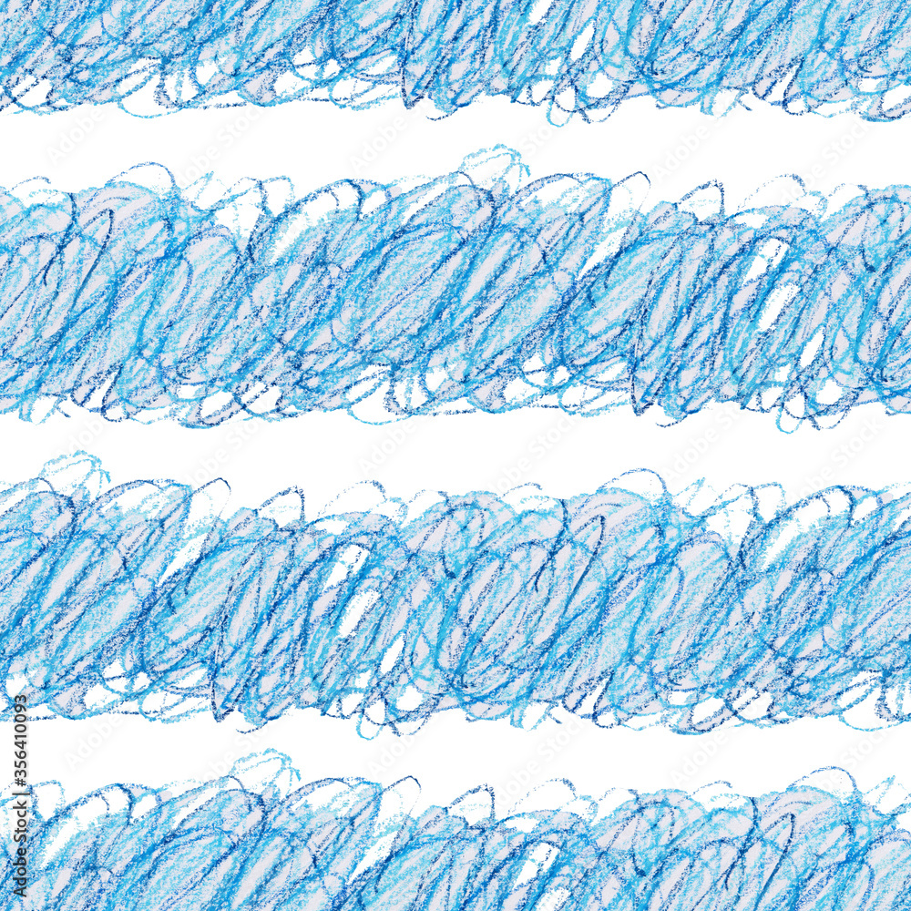 Fototapeta premium Oil Pastel Hand Drawn Waves Seamless Pattern