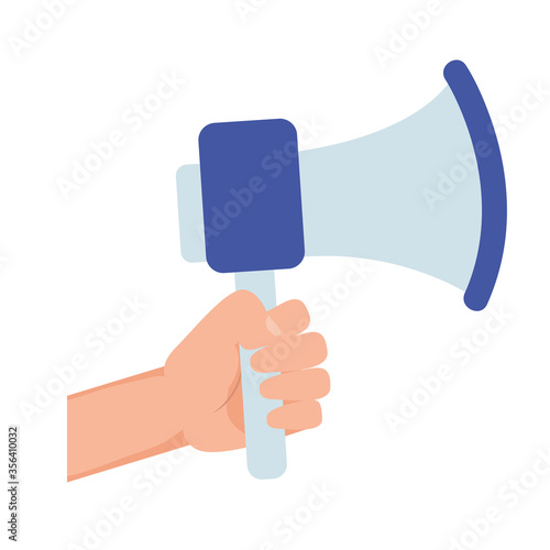 hand protesting with megaphone device