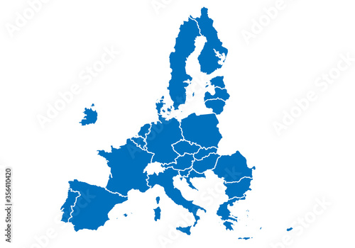 Mapa actual azul de la Unión Europea. photo