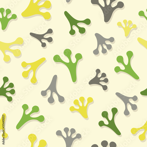Seamless frog footprints pattern. Textile, fabric, wallpaper design.