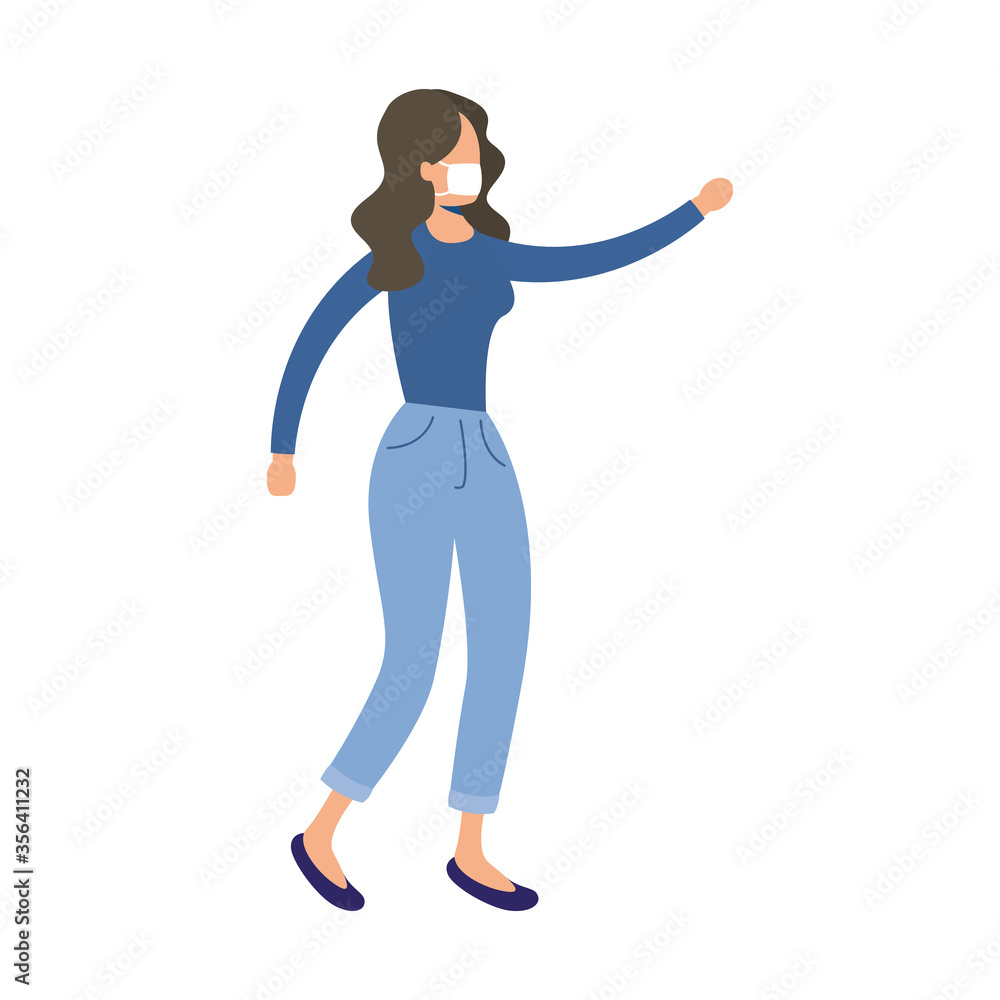 young woman wearing medical mask character young woman wearing medical mask character