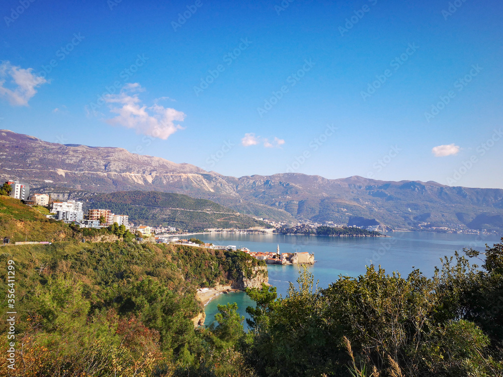 Scenic view with amazing sea and nature landscape, Adriatic sea coast in Montenegro, awasome Budva city vie, Scenic montenegro landscape with sea and mountains view captured in sunny bright day Scenic view with amazing sea and nature landscape, Adriatic sea coast in Montenegro, awasome Budva city vie, Scenic montenegro landscape with sea and mountains view captured in sunny bright day