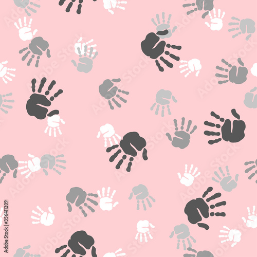Seamless human palms pattern. Vector hands print. © Afanasia