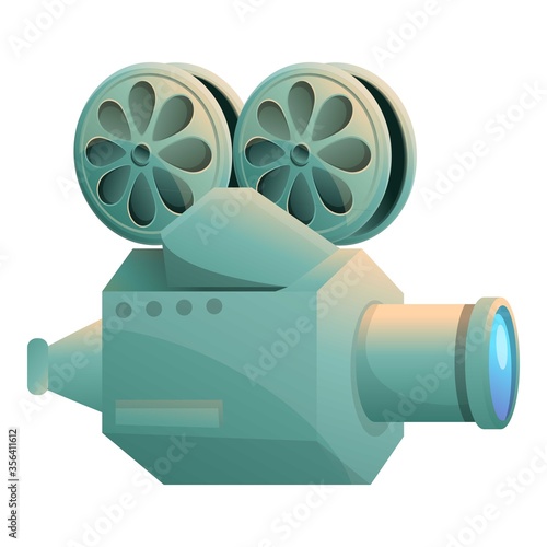 Cinema film camera icon. Cartoon of cinema film camera vector icon for web design isolated on white background