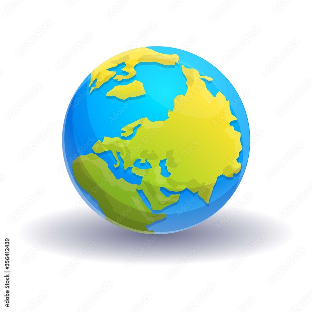 Earth globe icon. Cartoon of earth globe vector icon for web design isolated on white background