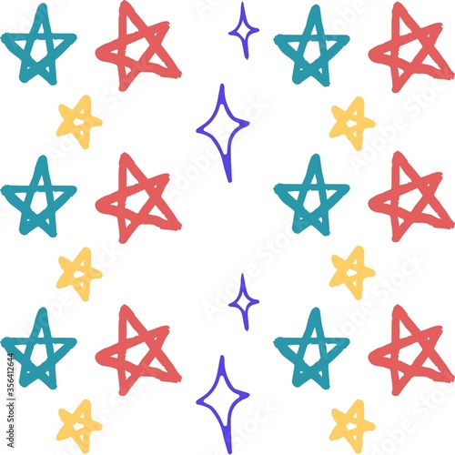 blue red yellow star design