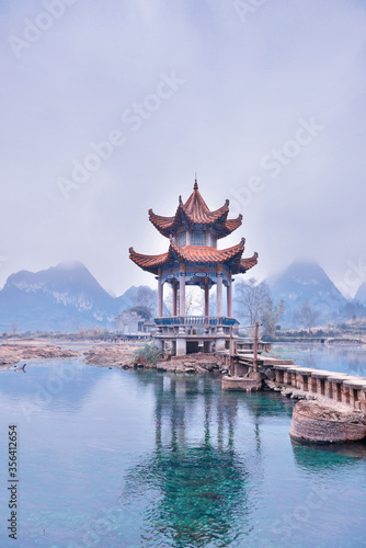 Canvas Print Pavilion in Jingxi, Guangxi, China