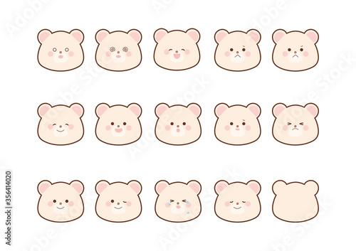 シロクマの表情バリエーションイラストセット