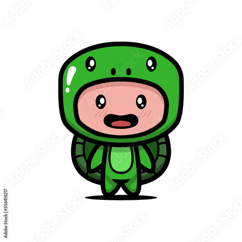 Cute turtle costume animal design illustration template vector