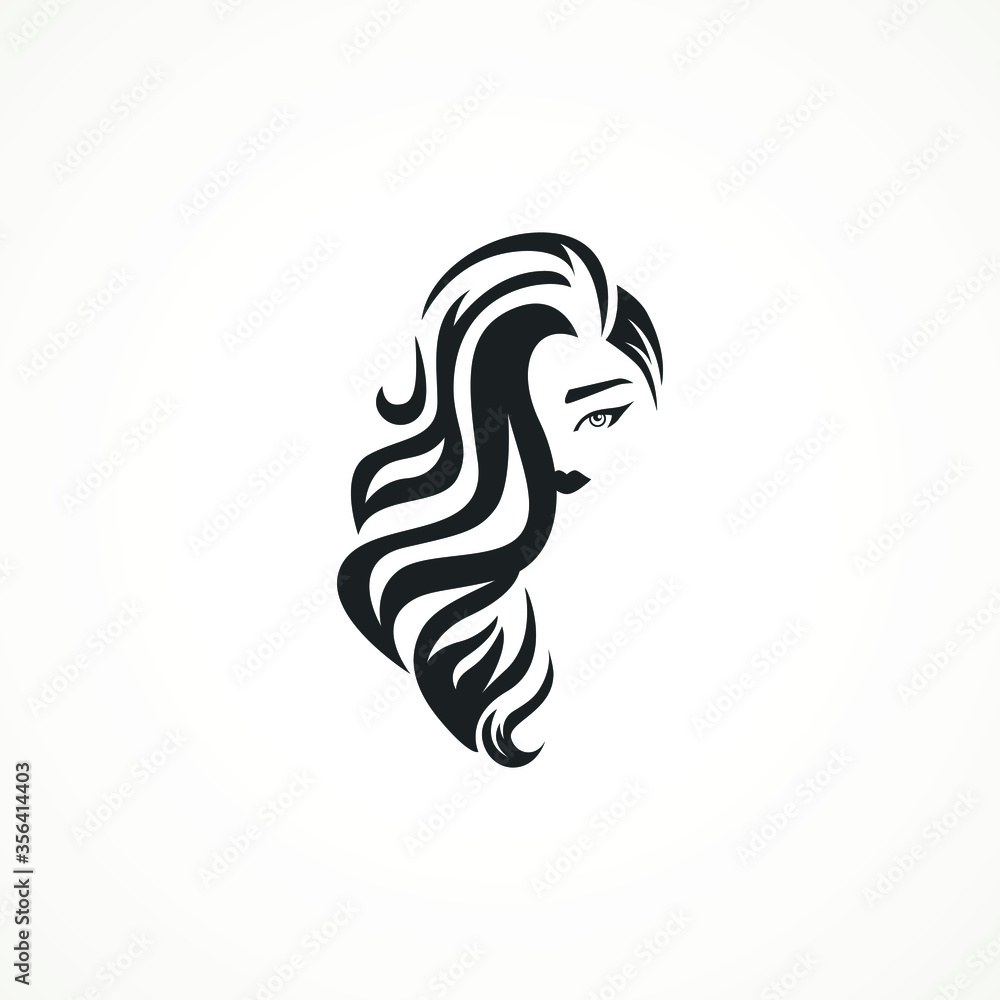 illustration of woman hair style icon, logo woman on white background, illustration of woman hair style icon, logo woman on white background,
