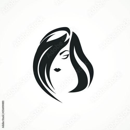 illustration of woman hair style icon, logo woman on white background,