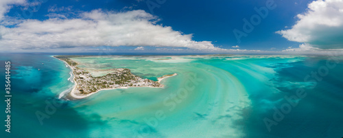 Panoramic aerial shot of Christmas Island and lagoon in Kiribati photo