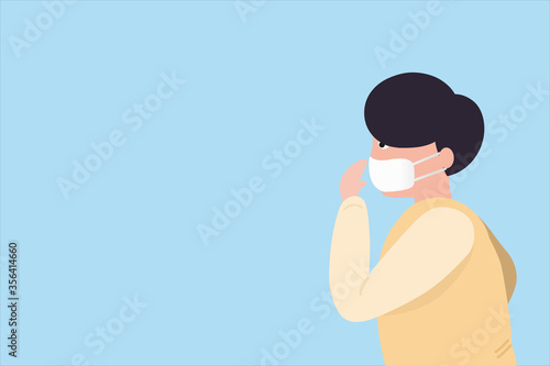 Man wearing protection face mask against coronavirus.