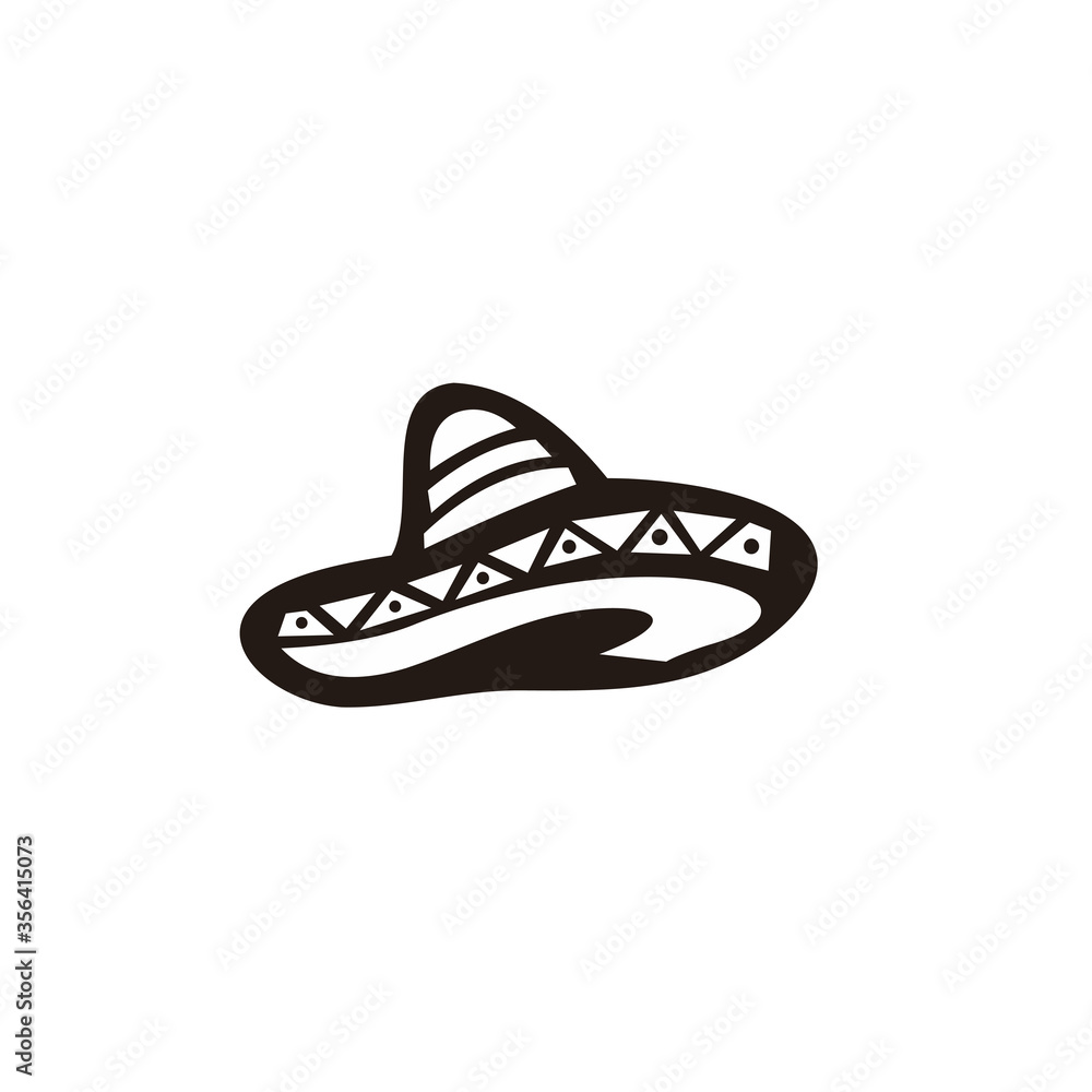 Sombrero / Mexican hat flat vector icon. Emblem design on white background Sombrero / Mexican hat flat vector icon. Emblem design on white background