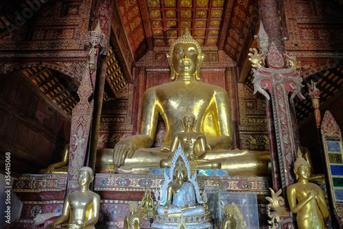 Area entrance gate of Wat Phra That Lampang Luang  Lanna pagoda in Lampang. One of the landmark and Many people come to worship the holy thing at Lampang province  Thailand.