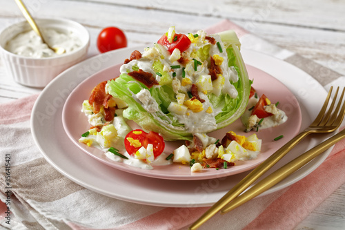 wedge salad with blue cheese, egg, bacon