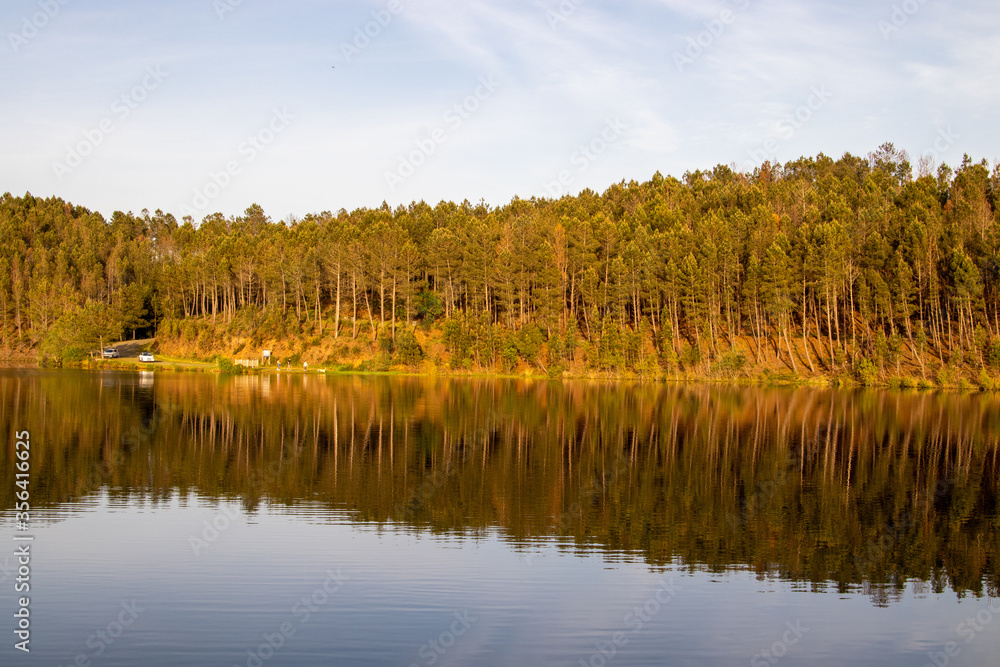 Fototapeta premium Fantastic river landscape, beautiful water mirror, Viseu, Portugal